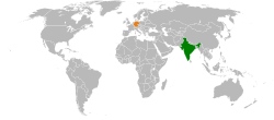 Map indicating locations of India and Germany