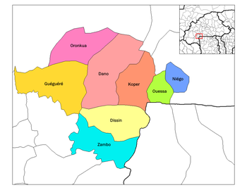 Ouessa Department location in the province