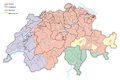Map showing the linguistic divisions of Switzerland