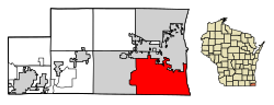 Location of Pleasant Prairie in Kenosha County, Wisconsin