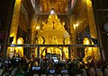 Buddha images inside the Kyaikkhami Yele Pagoda