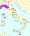 La zone N4 correspond à la zone linguistique ligure dans la péninsule italienne.