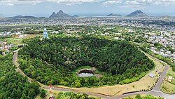 A deep dormant crater volcano