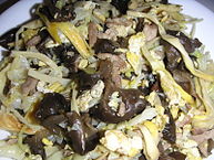 Moo shu pork, a dish of northern Chinese origin, possibly originally from Shandong