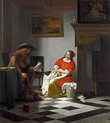 Man Reading a Letter and a Woman Sewing c. 1674 – c. 1676