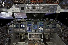 The view from the Atlantis cockpit while in orbit