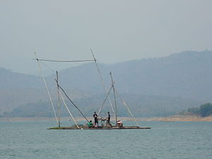 The Phi Pan Nam mountains near the Sirikit Dam. The haze caused by wildfires is prevalent during the dry season