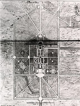 Site plan for the Château de Vaux-le-Vicomte (c. 1660), designed by André Le Nôtre, engraved by Israel Silvestre