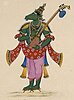 A horse-faced green man in a dhoti