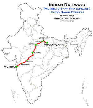 Udyog Nagri Express (Mumbai–Pratapgarh) route map