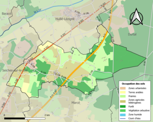 Carte en couleurs présentant l'occupation des sols.