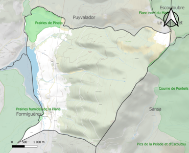 Carte des ZNIEFF de type 1 sur la commune.