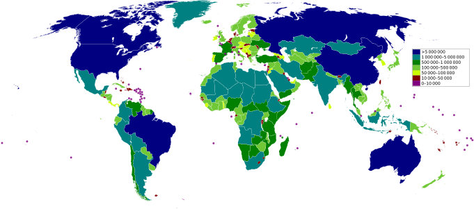 Pays selon la superficie (en km2).