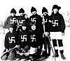 old black and photo of the Fernie Swastikas hockey team