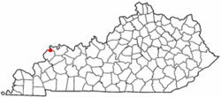 Location of Uniontown, Kentucky