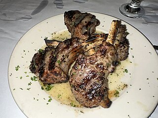 A plate of lamb chops from a Greek restaurant in Fort Lauderdale, Florida