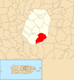 Location of Maná within the municipality of Corozal shown in red