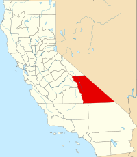 インヨー郡の位置を示したカリフォルニア州の地図