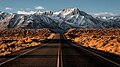 Mount Baldwin (left, under cloud), Mount Morrison (right) seen from the north on Benton Crossing Road in Long Valley, California