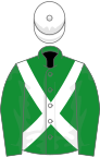 GREEN, white cross sashes and cap