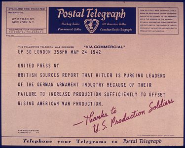 A Postal Telegram, 1942.