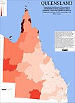 Geographical distribution of the Queensland population self-identified as having Indigenous status (Aboriginal, Torres Strait Islanders or both) by Indigenous Locations (ILOC), according to the 2016 census