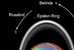 The Hubble Space Telescope captured tiny Rosalind orbiting Uranus in 1997