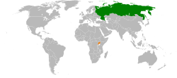 RussiaとUgandaの位置を示した地図