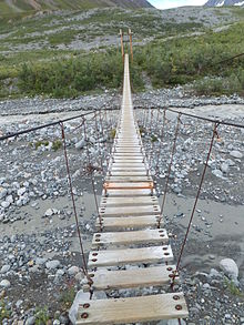 Suspension bridge over College Creek.