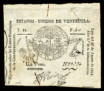 Venezuelan peso, by First Republic of Venezuela