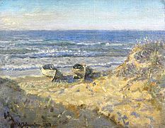 Bărci în Skagen pe plaja Sonderstrand (1910)