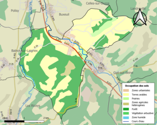 Carte en couleurs présentant l'occupation des sols.