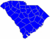 Blue counties were won by Tillman