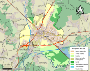 Carte en couleurs présentant l'occupation des sols.