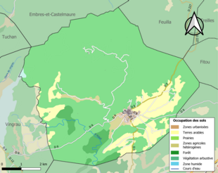 Carte en couleurs présentant l'occupation des sols.