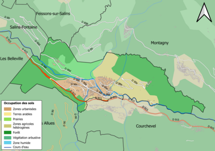 Carte en couleurs présentant l'occupation des sols.