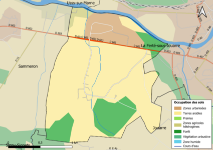 Carte des infrastructures et de l'occupation des sols en 2018 (CLC) de la commune.