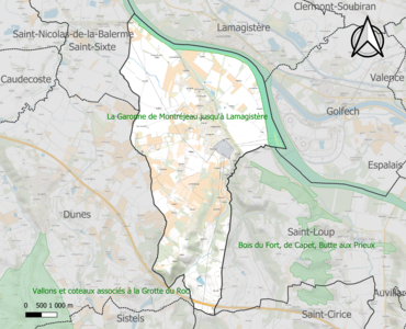 Carte de la ZNIEFF de type 1 sur la commune.