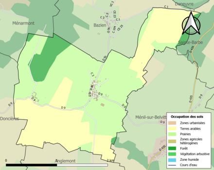 Carte en couleurs présentant l'occupation des sols.