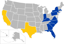 Location of teams in Atlantic Coast Conference