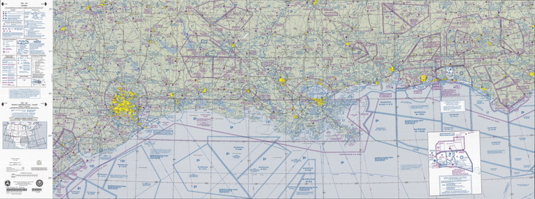 FAA World Aeronautical Chart, showing the northern part of the Gulf of Mexico