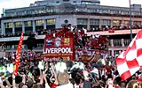 Joueurs de Liverpool célébrant leur victoire en Ligue des Champions en 2005.