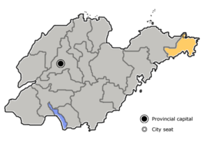 Weihai is highlighted on this map