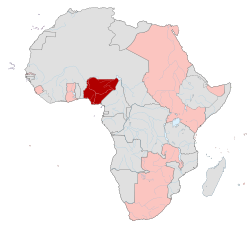 Nigeria (red) British possessions in Africa (pink) 1914