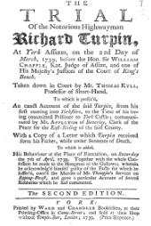 Title page of a pamphlet, entitled The Trial of the Notorious Highwayman Richard Turpin.