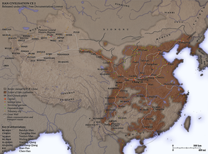 Map of the Han Dynasty, c. 2 CE