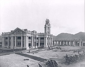 尖沙咀總站及正在興建的尖沙咀鐘樓（1914年底）