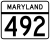 Maryland Route 492 marker