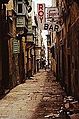 Street scene in Valletta, Malta showing mashrabiya, 1967