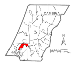 Map of Cambria County, Pennsylvania highlighting East Taylor Township